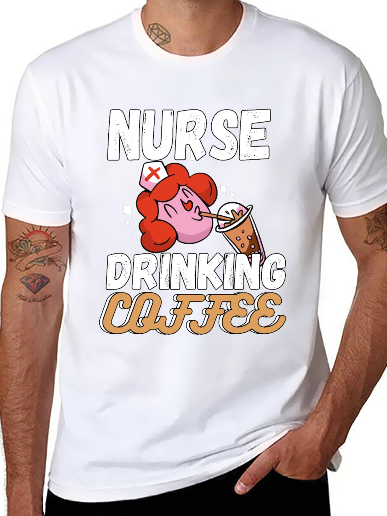Nurse Drinking Coffee Graphic T-Shirt