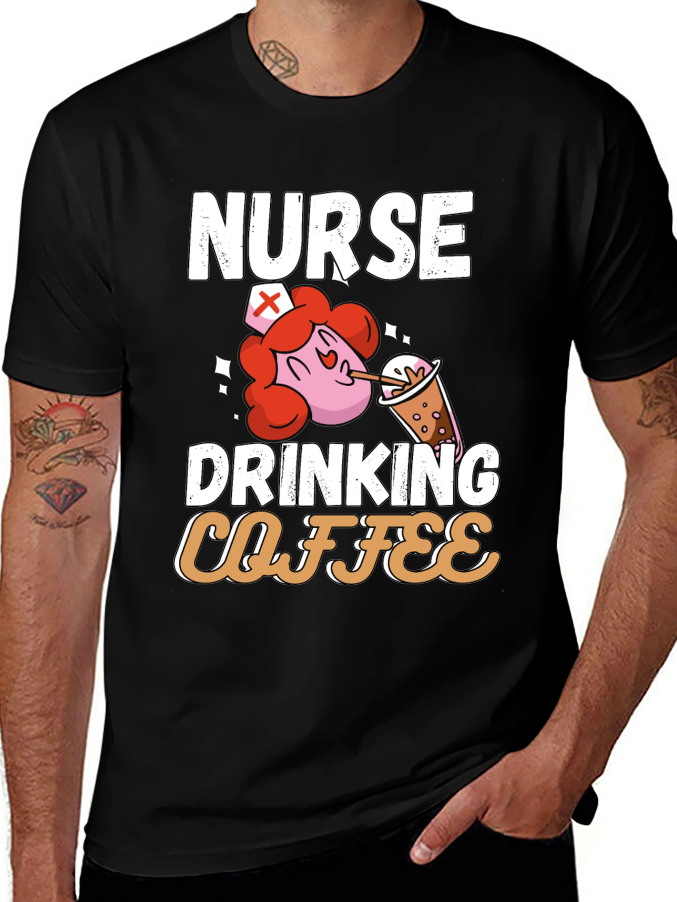 Nurse Drinking Coffee Graphic T-Shirt
