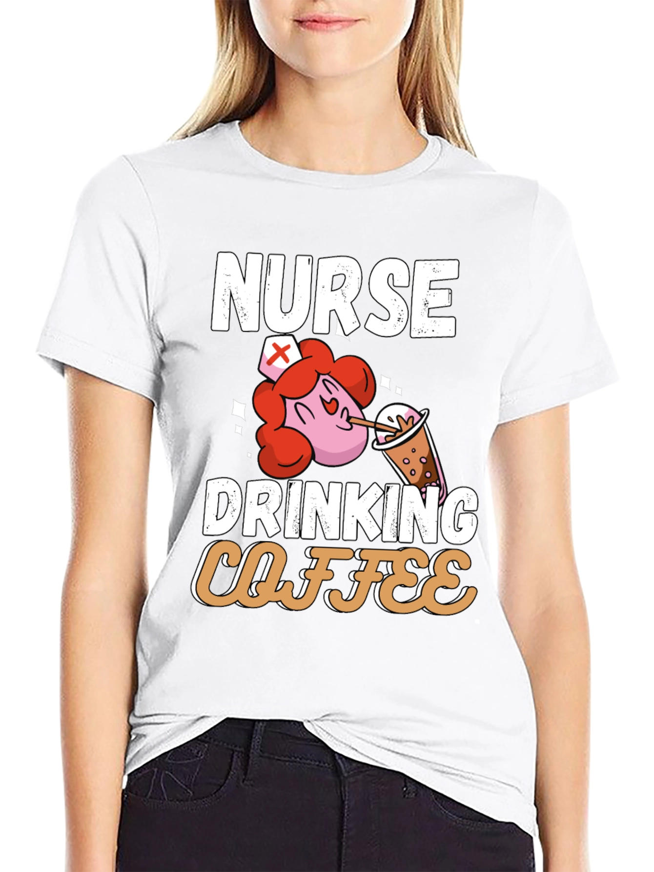 Nurse Drinking Coffee Graphic T-Shirt
