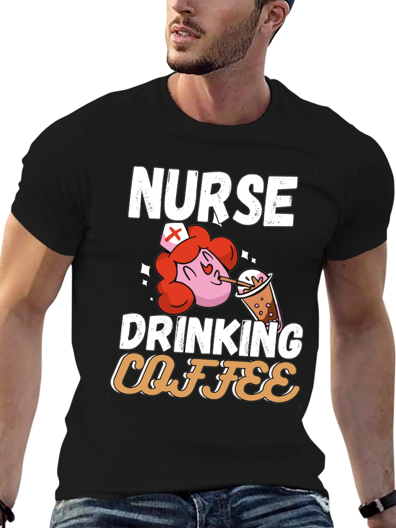 Nurse Drinking Coffee Graphic T-Shirt