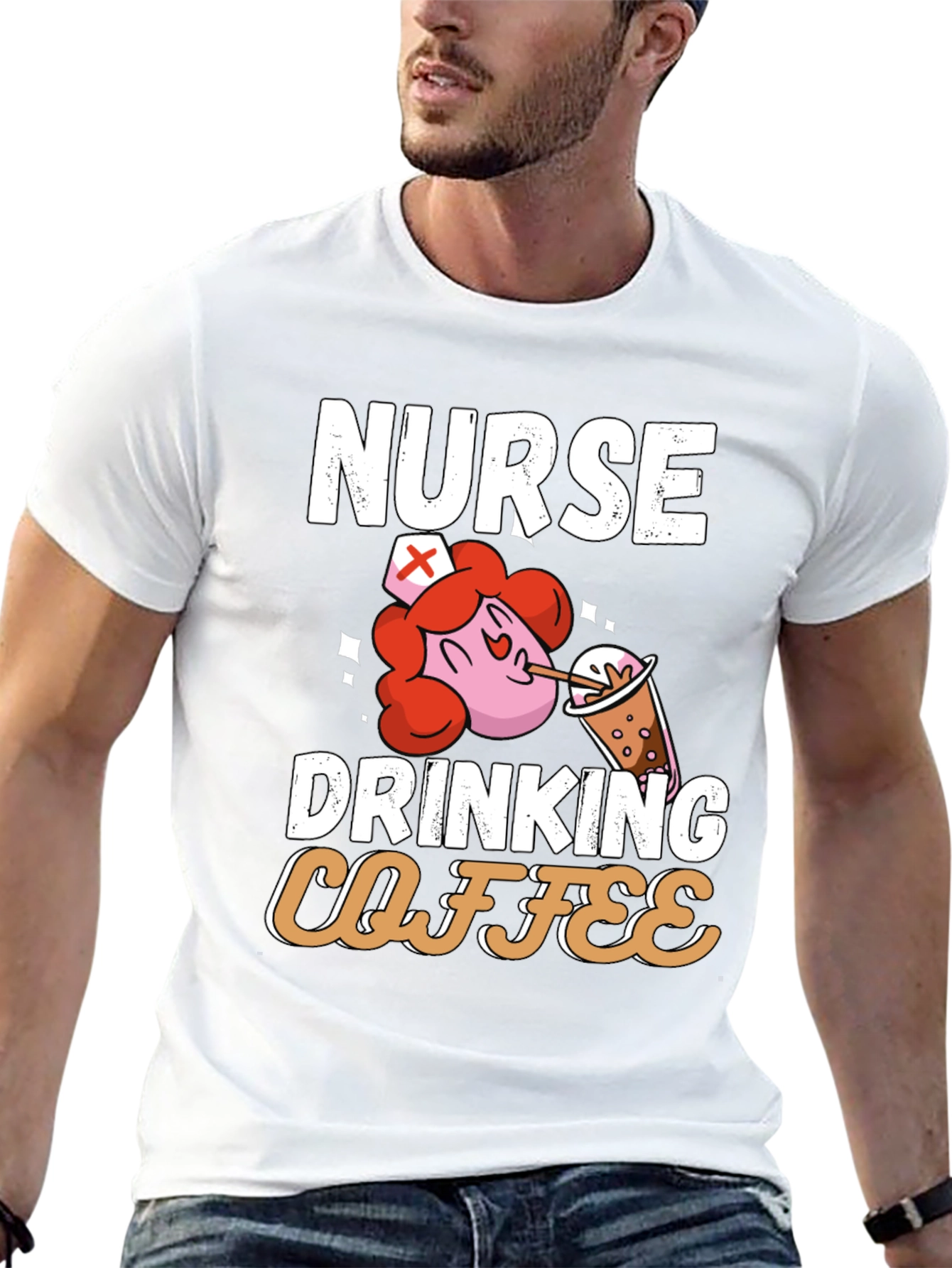 Nurse Drinking Coffee Graphic T-Shirt