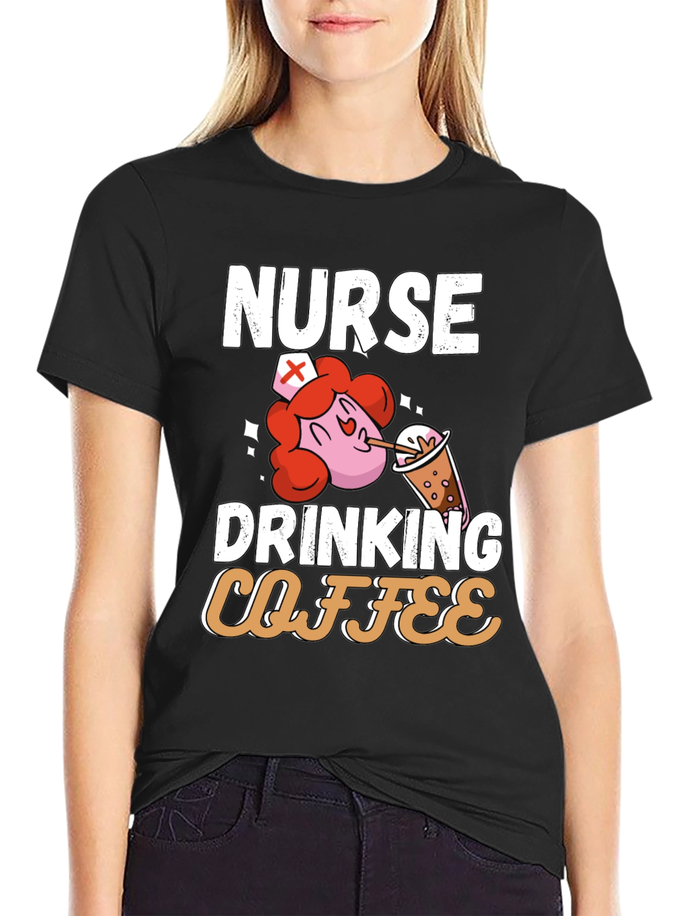 Nurse Drinking Coffee Graphic T-Shirt