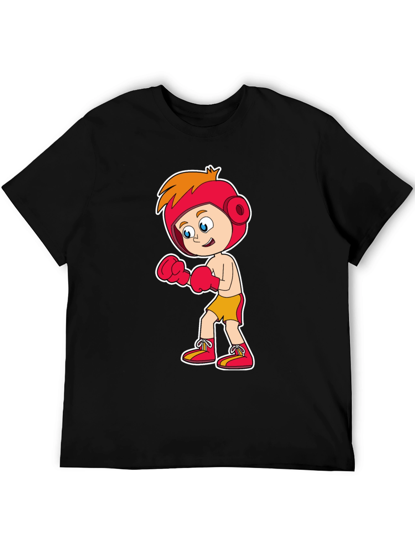 Cartoon Boxer T-Shirt Black Cotton Tee
