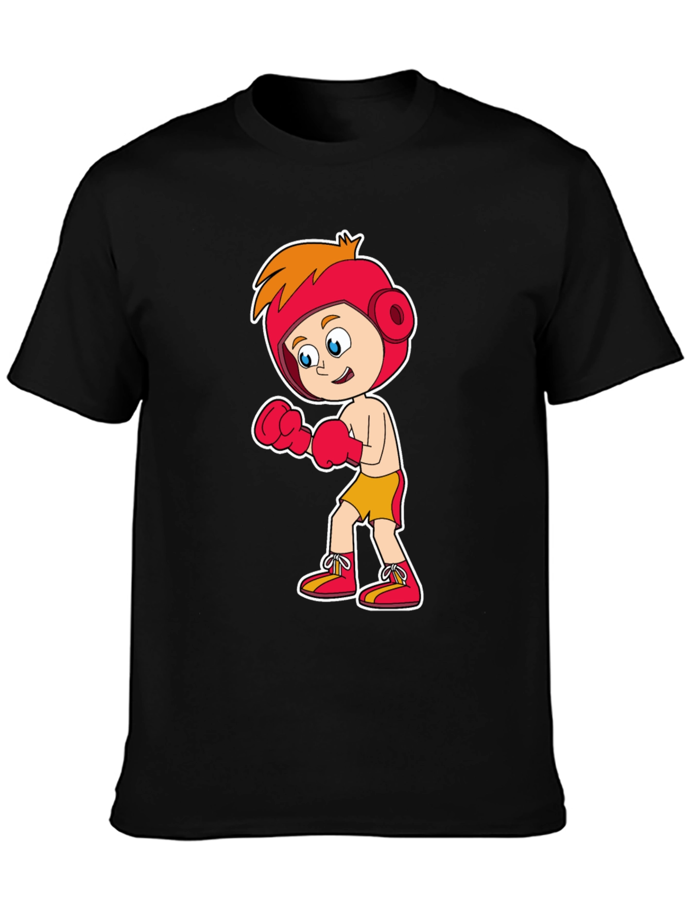 Cartoon Boxer T-Shirt Black Cotton Tee