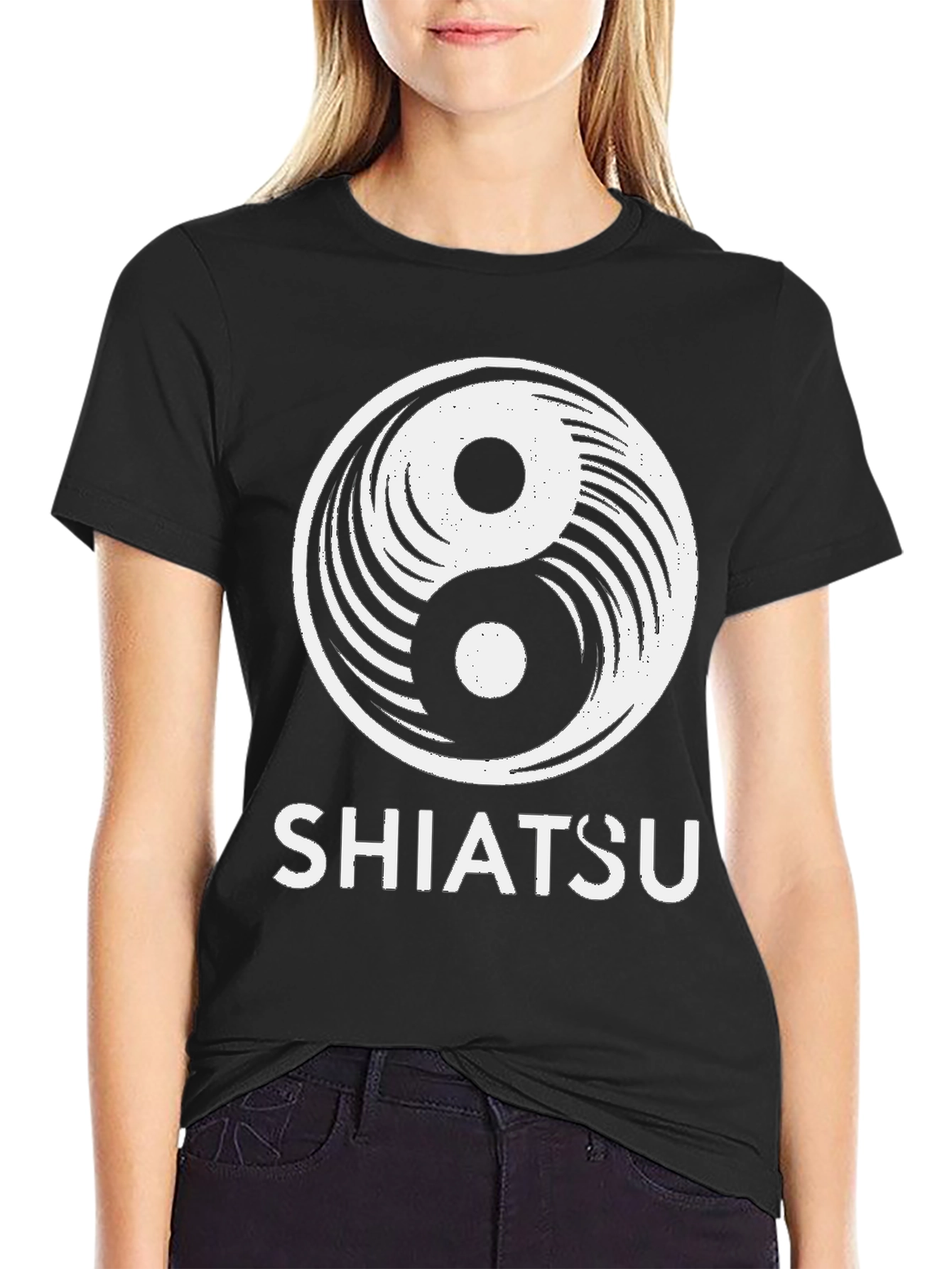 Yin Yang Shiatsu Graphic Tee - Unisex Black T-Shirt