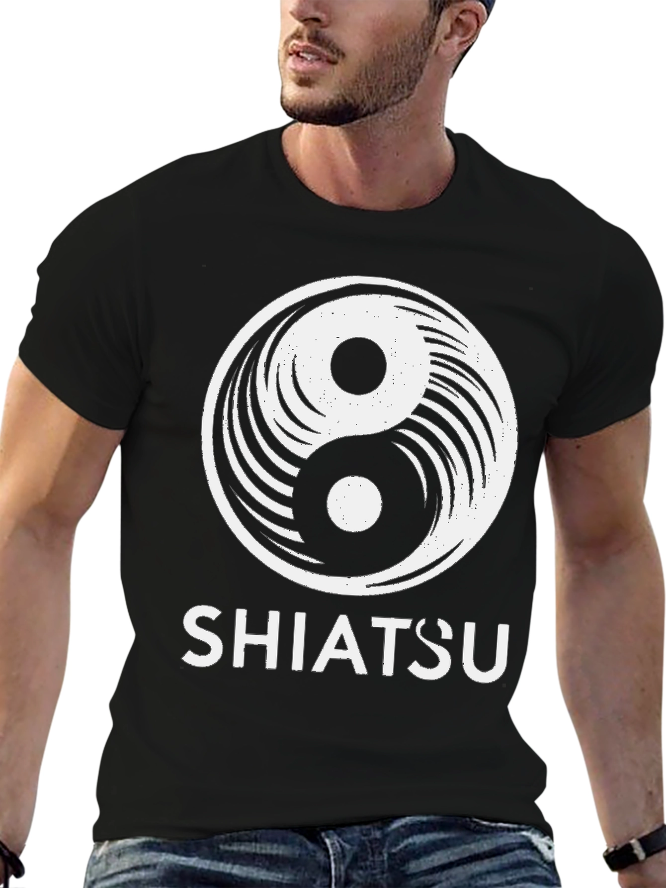 Yin Yang Shiatsu Graphic Tee - Unisex Black T-Shirt