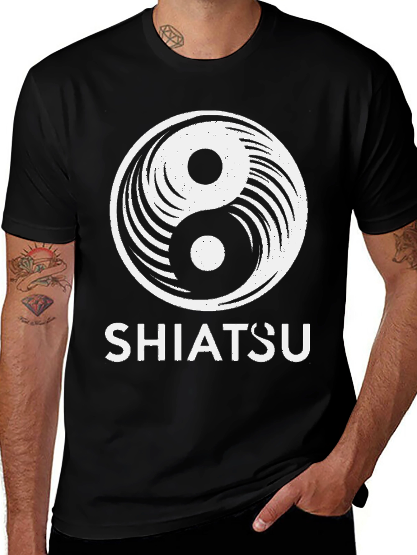 Yin Yang Shiatsu Graphic Tee - Unisex Black T-Shirt