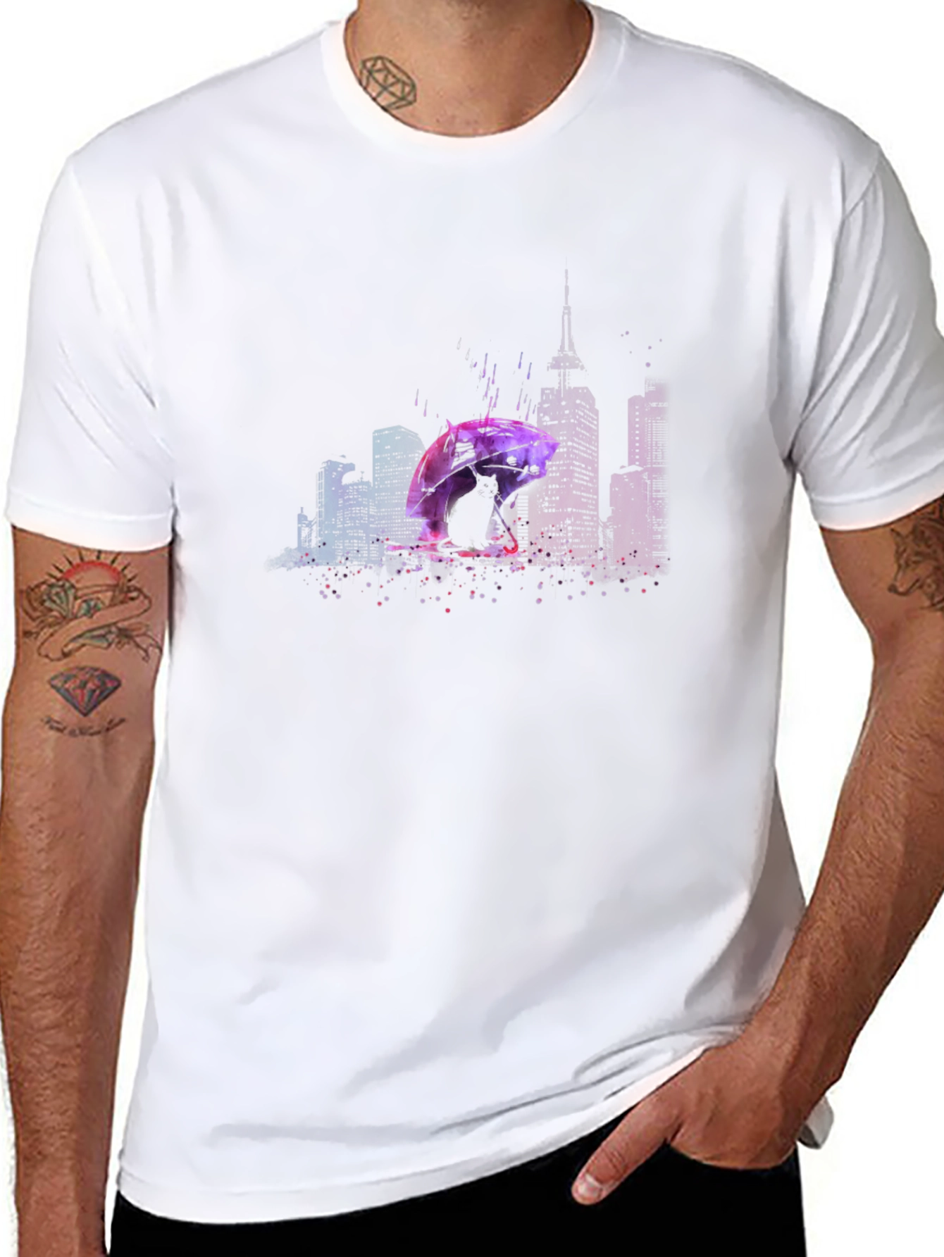 Rainy City T-Shirt - Umbrella Graphic Tee