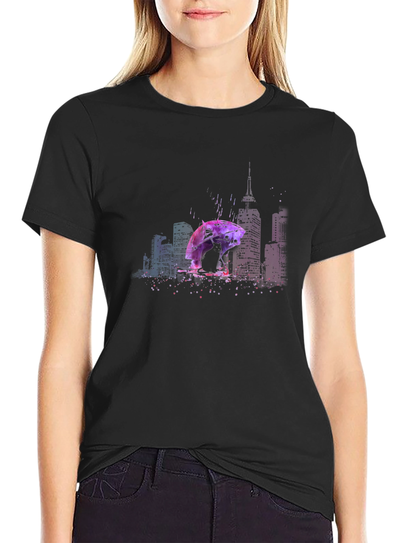 Rainy City T-Shirt - Umbrella Graphic Tee
