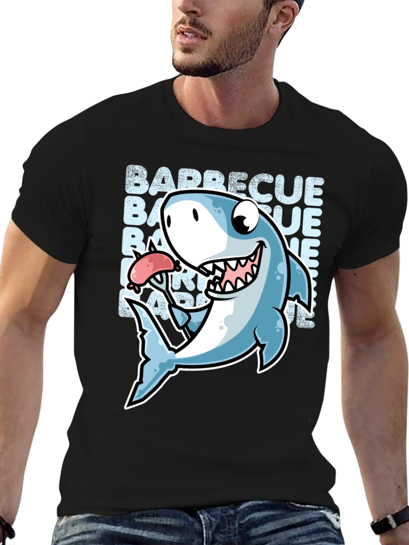 Barbecue Shark Graphic T-Shirt