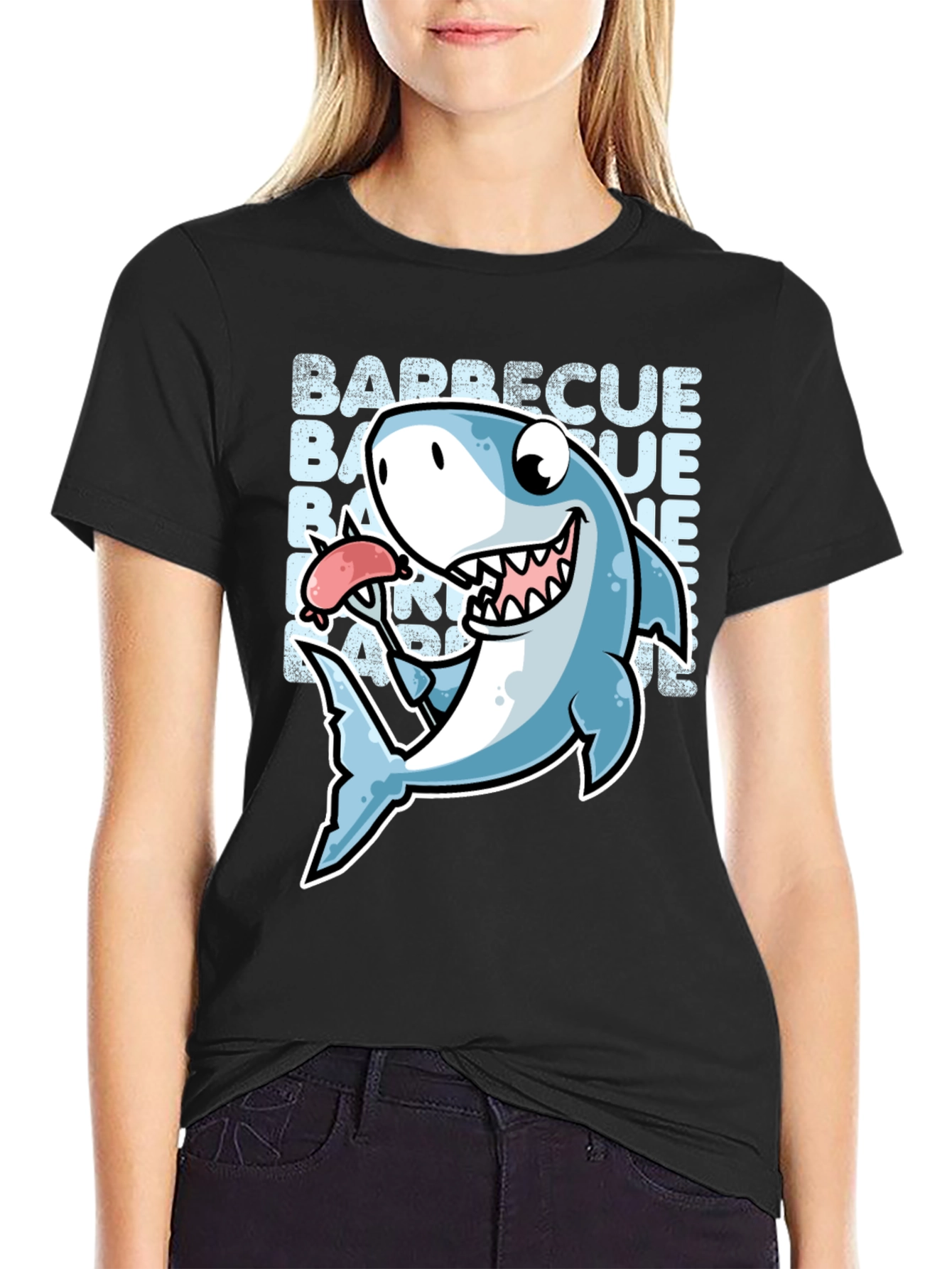 Barbecue Shark Graphic T-Shirt