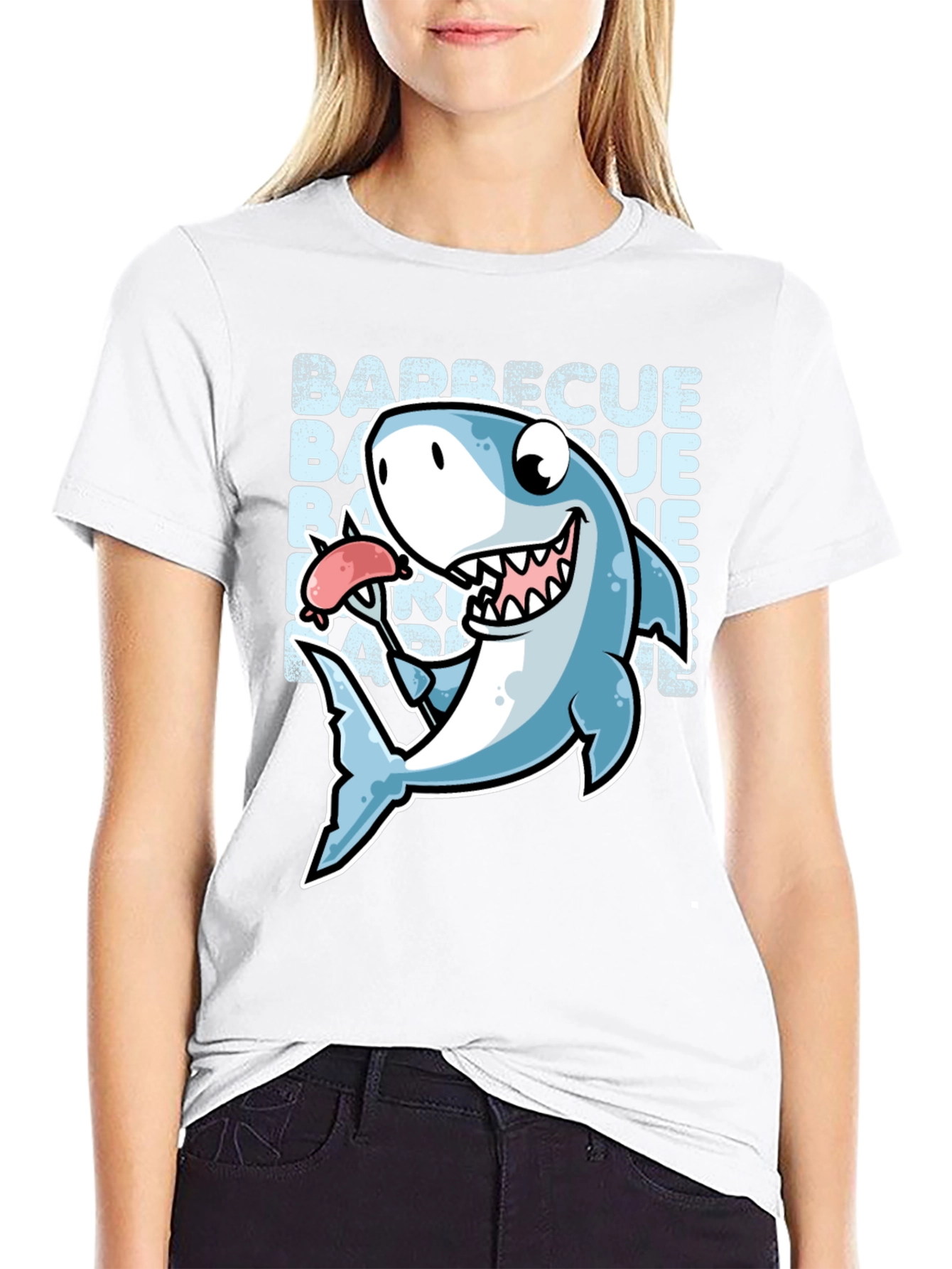 Barbecue Shark Graphic T-Shirt