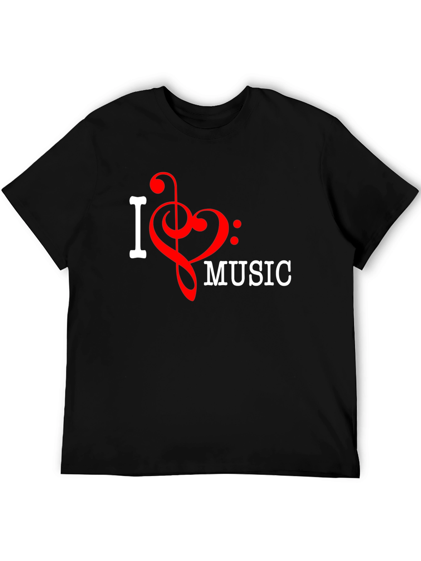 I Love Music T-Shirt Black Crew Neck