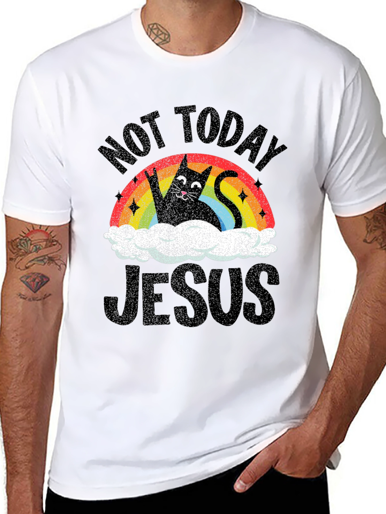 Not Today Jesus Cat Graphic Tee