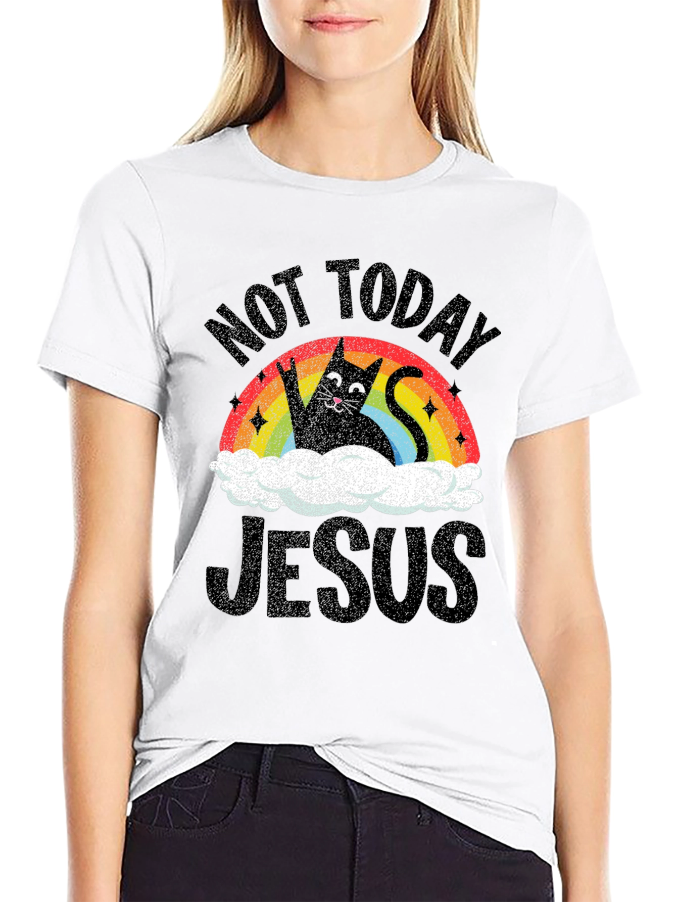 Not Today Jesus Cat Graphic Tee