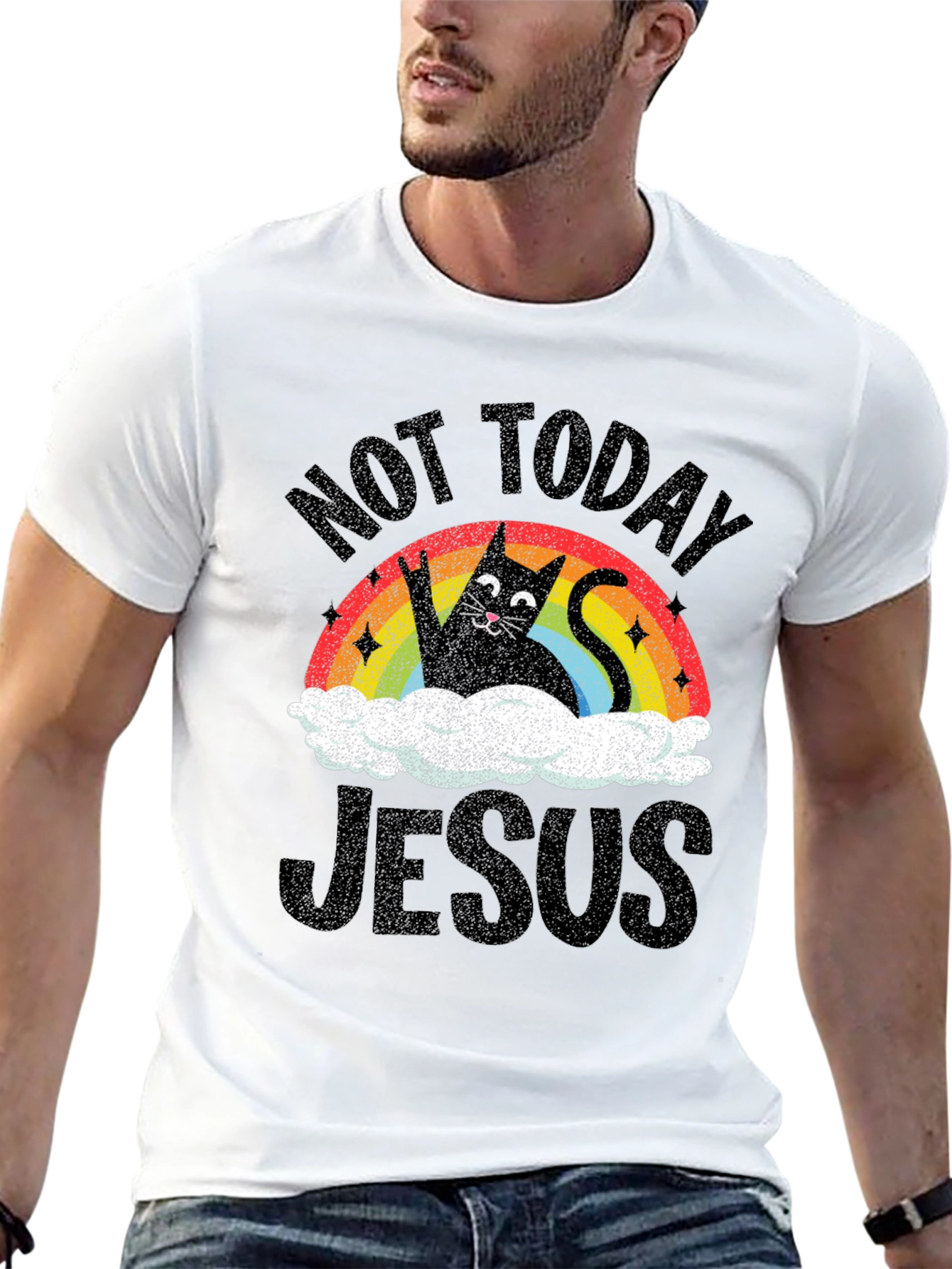 Not Today Jesus Cat Graphic Tee
