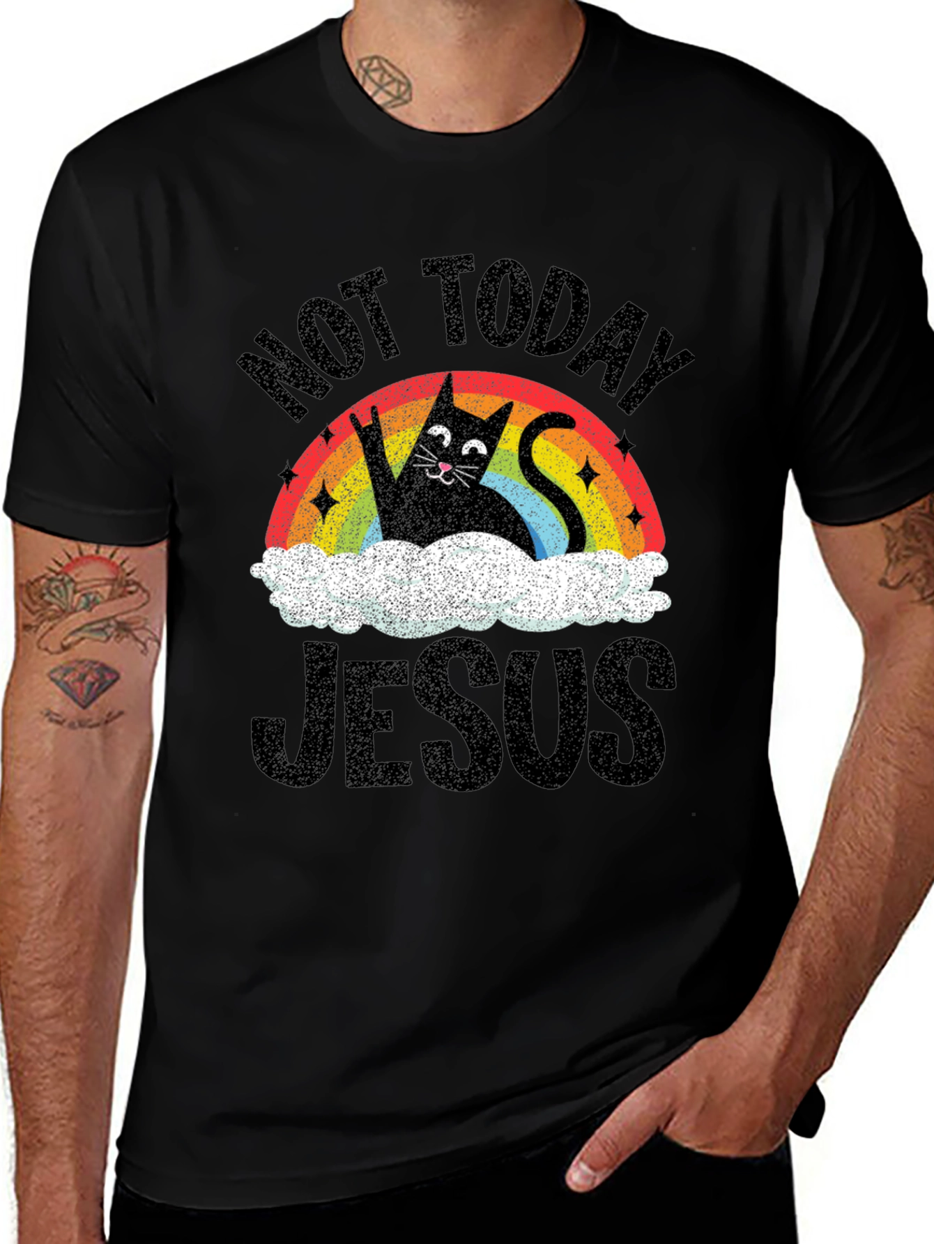 Not Today Jesus Cat Graphic Tee