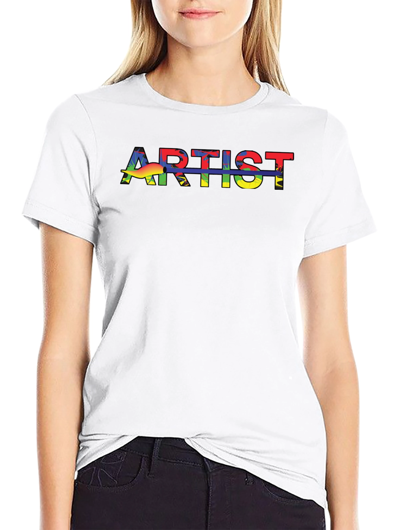 Rainbow Artist T-Shirt - Black Crew Neck