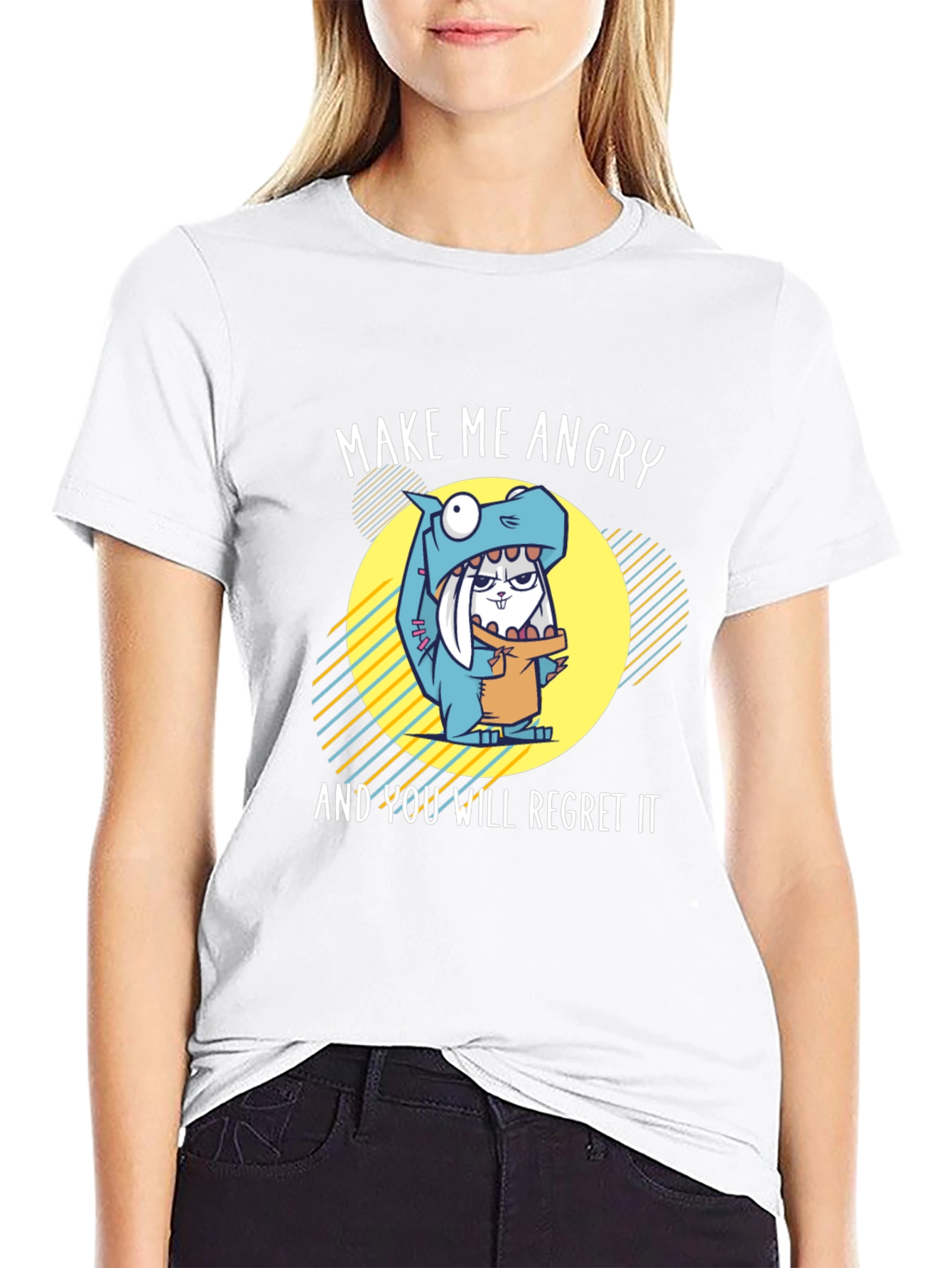 Funny Angry Bunny Dinosaur T-Shirt
