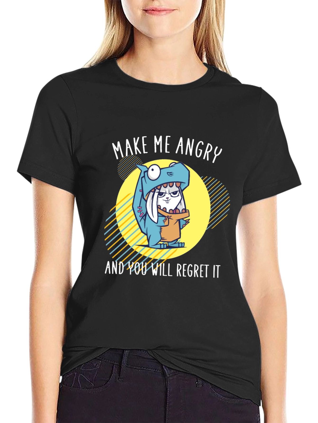 Funny Angry Bunny Dinosaur T-Shirt