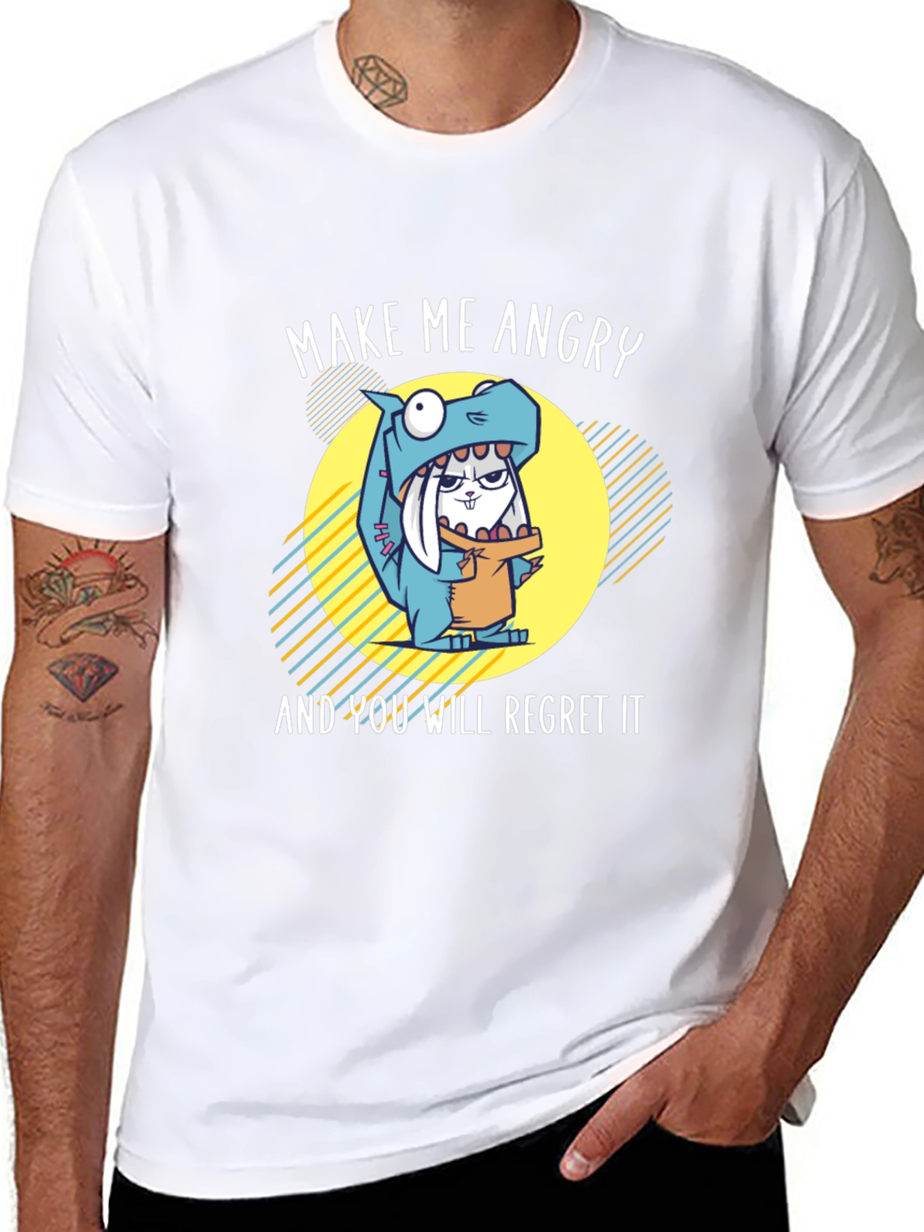 Funny Angry Bunny Dinosaur T-Shirt