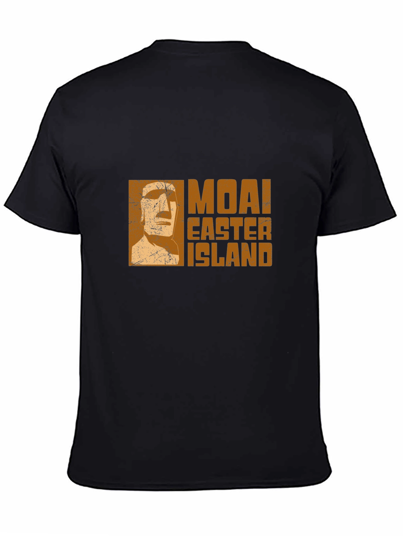 Moai Easter Island Graphic Tee - Black Cotton T-Shirt