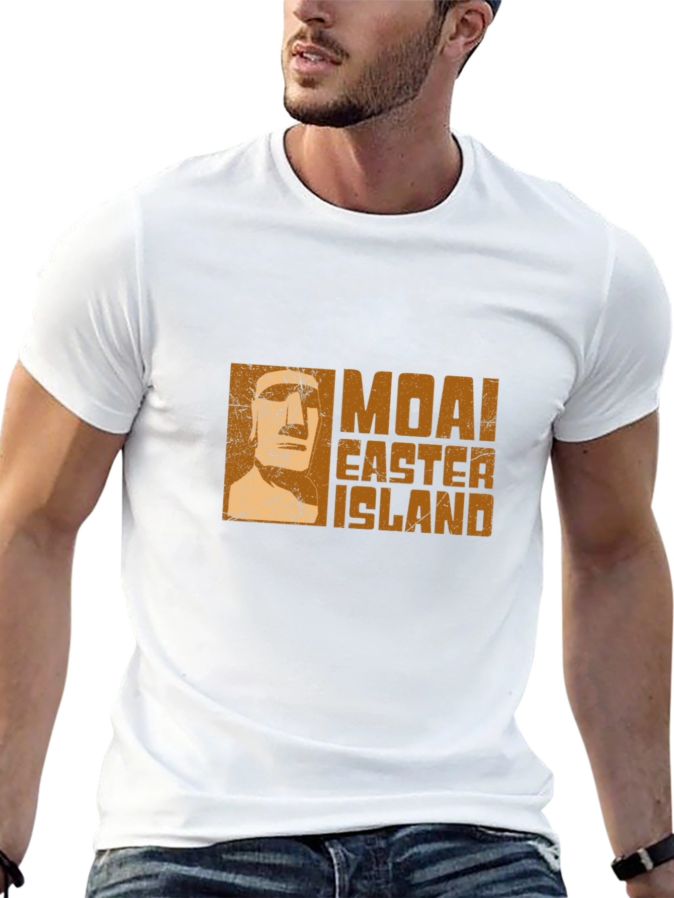 Moai Easter Island Graphic Tee - Black Cotton T-Shirt