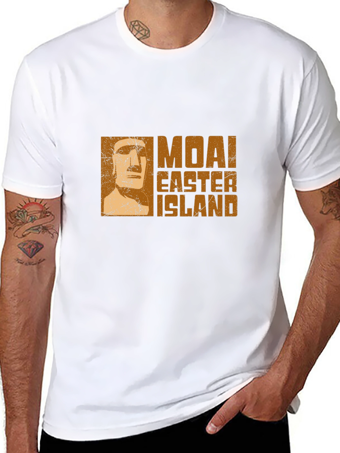 Moai Easter Island Graphic Tee - Black Cotton T-Shirt