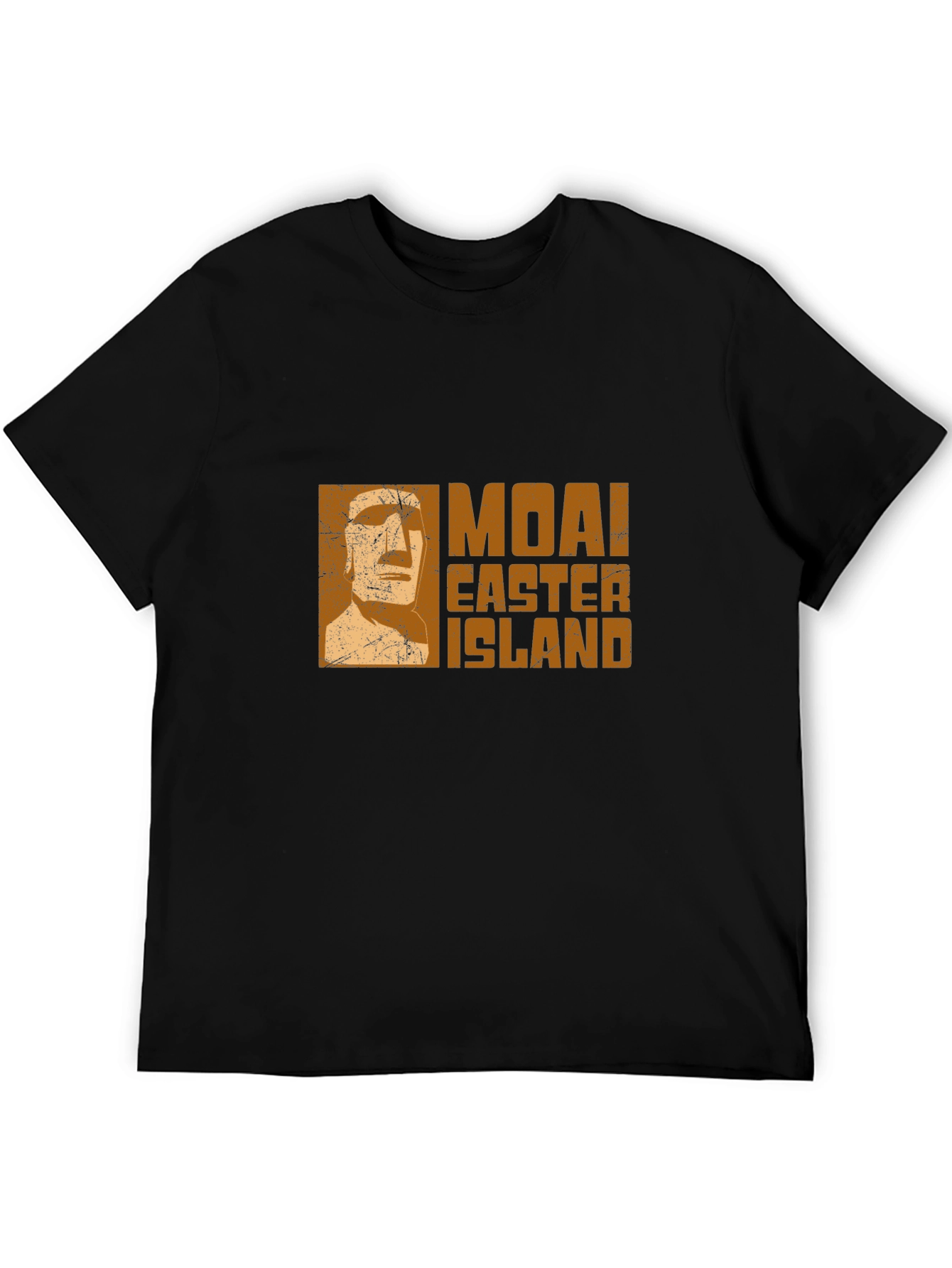 Moai Easter Island Graphic Tee - Black Cotton T-Shirt