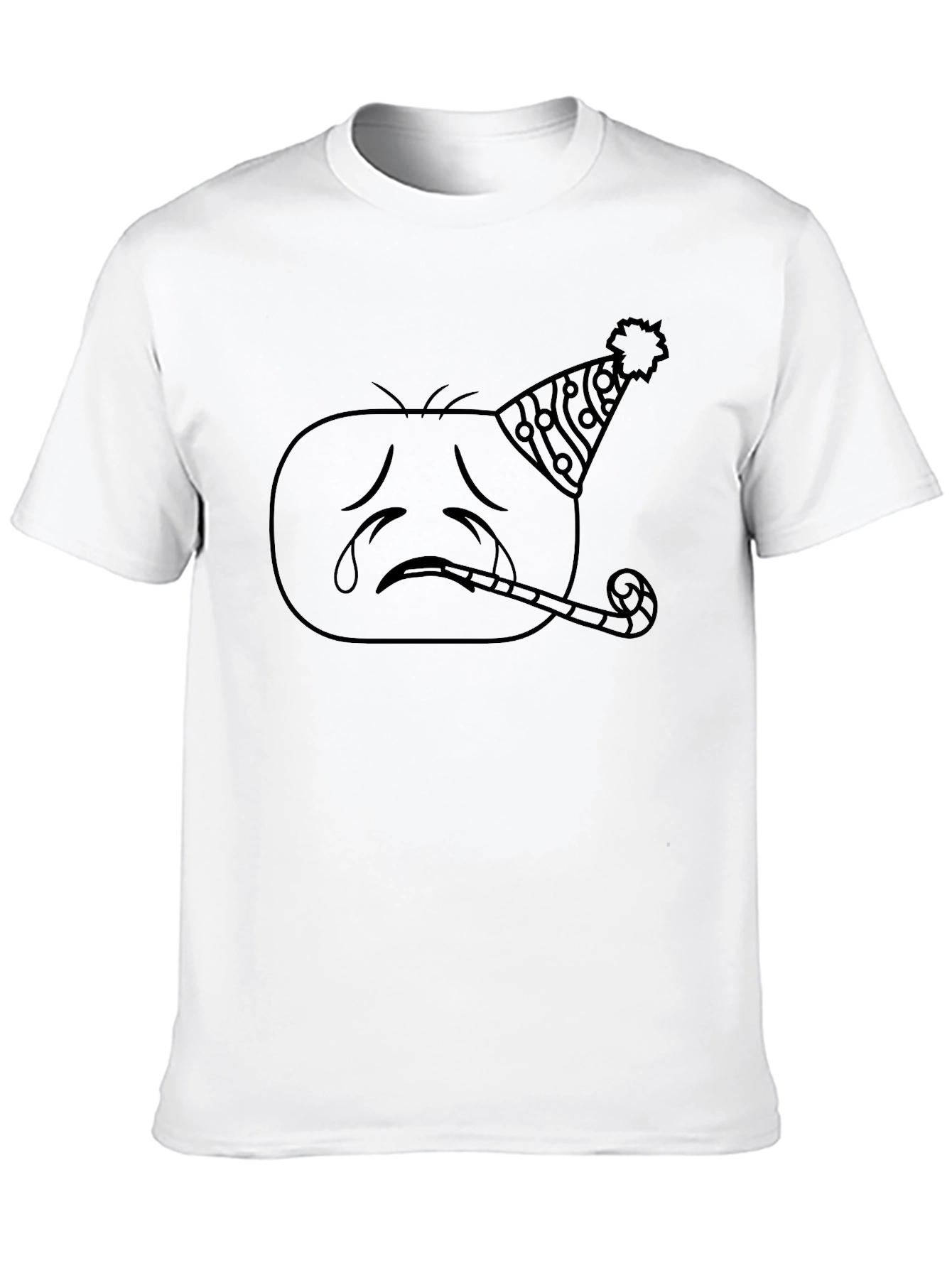 Sad Party Emoji T-Shirt - Black Graphic Tee