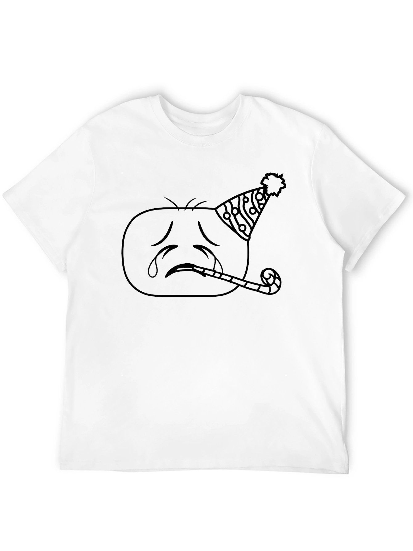 Sad Party Emoji T-Shirt - Black Graphic Tee