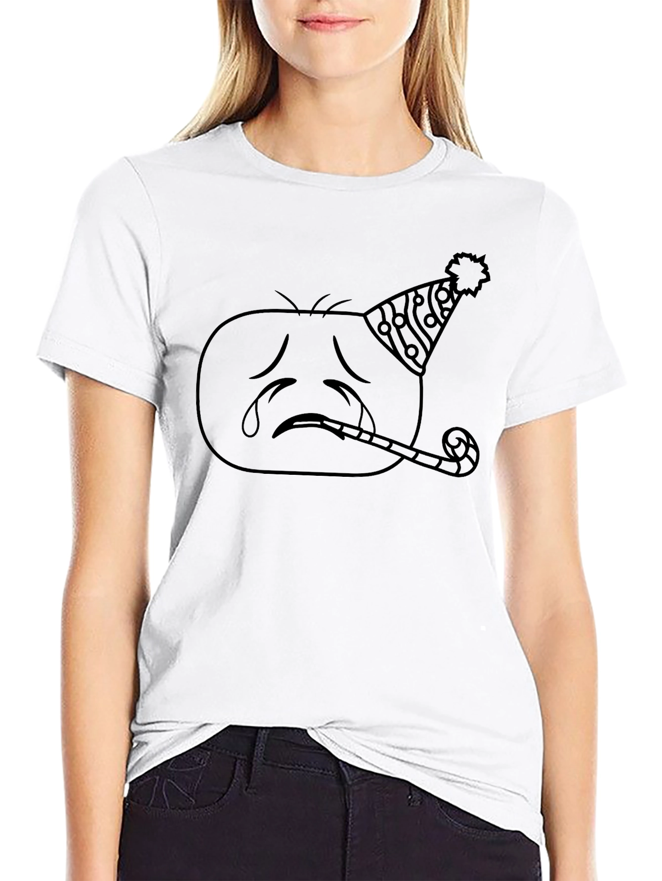 Sad Party Emoji T-Shirt - Black Graphic Tee