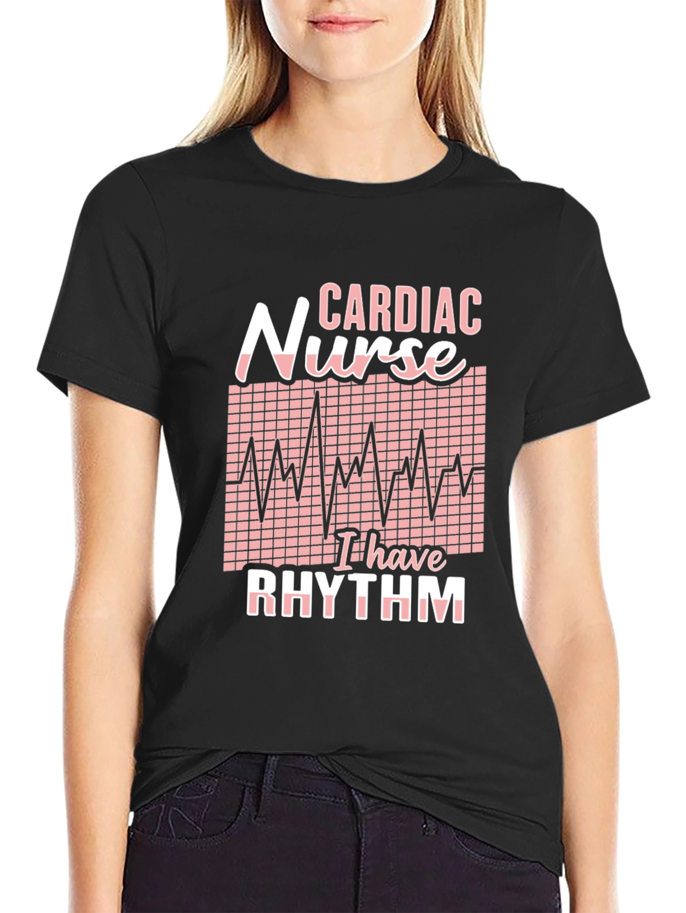 Cardiac Nurse Rhythm Black T-Shirt