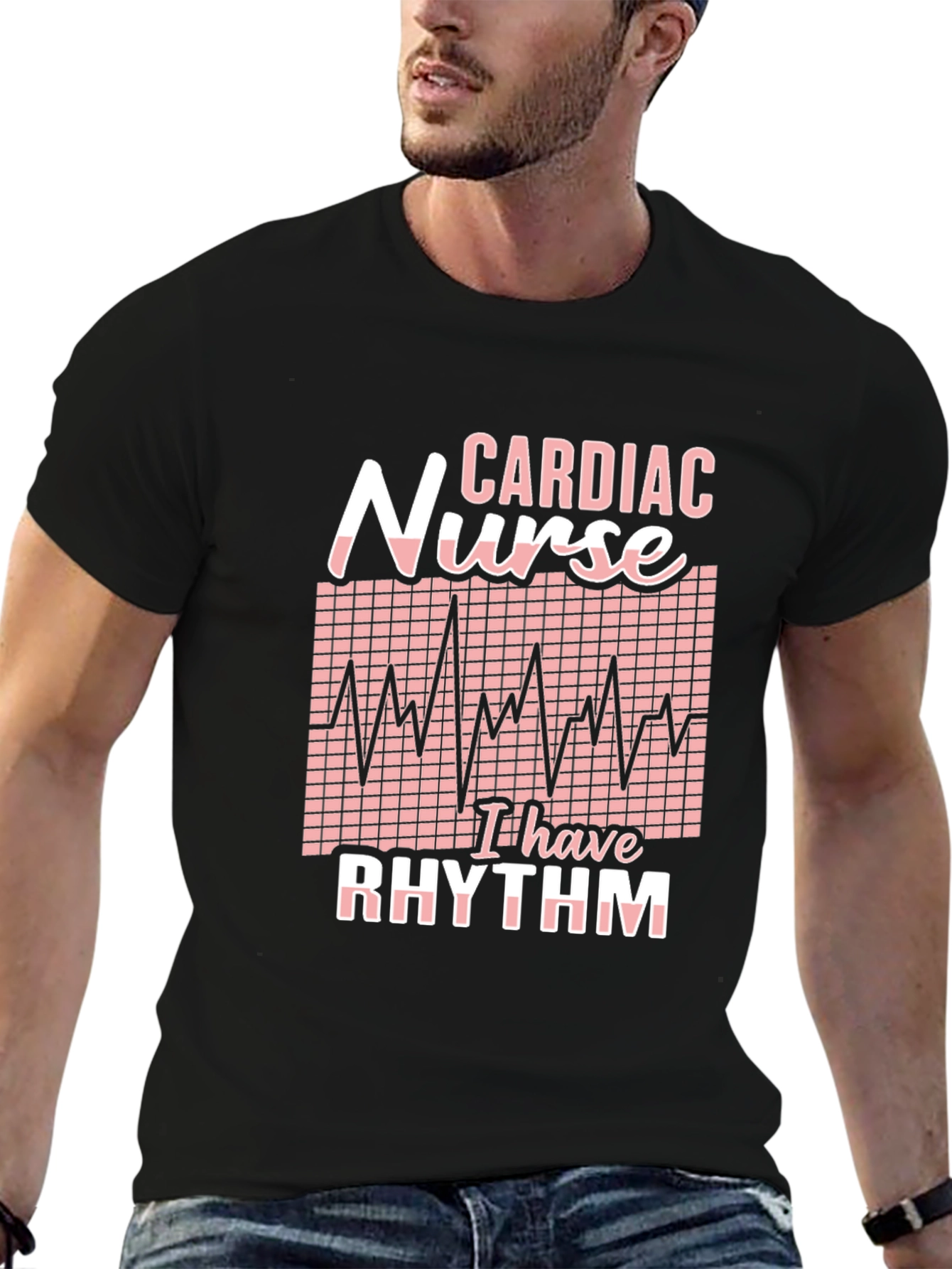 Cardiac Nurse Rhythm Black T-Shirt