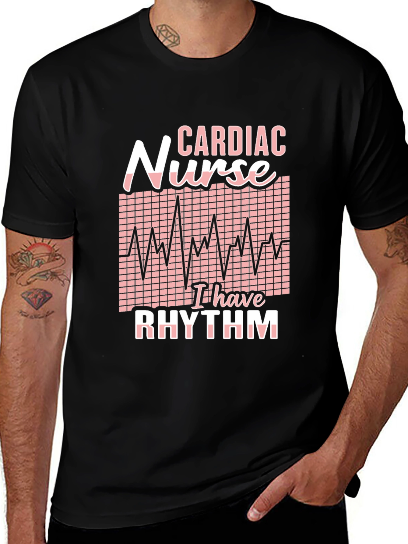 Cardiac Nurse Rhythm Black T-Shirt