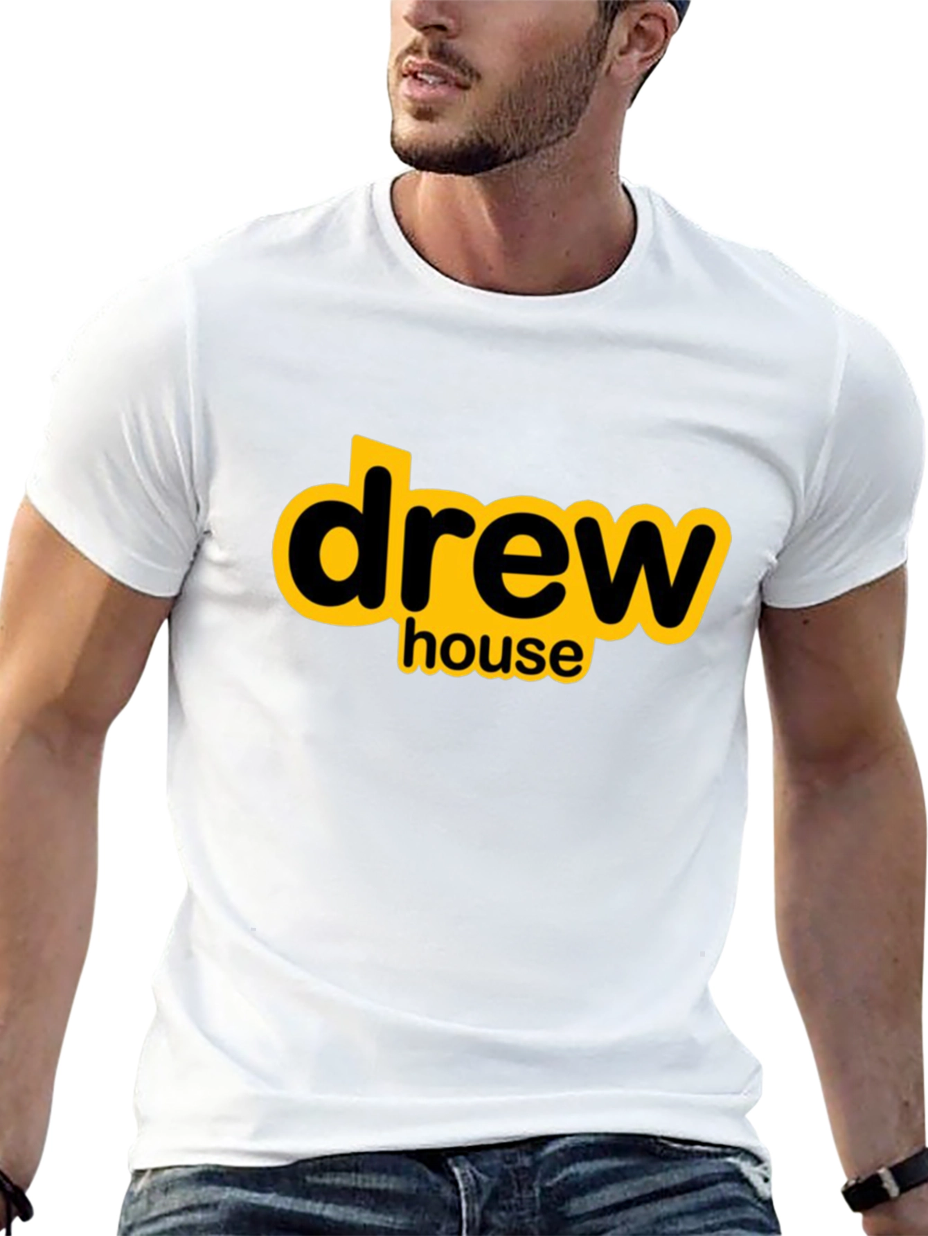 Drew House Black T-Shirt with Yellow Logo