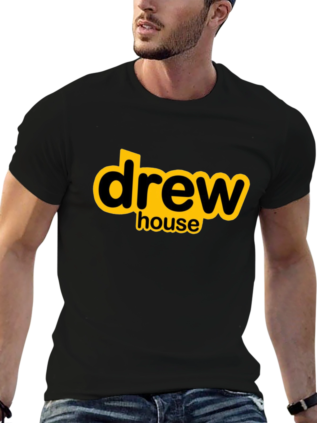 Drew House Black T-Shirt with Yellow Logo