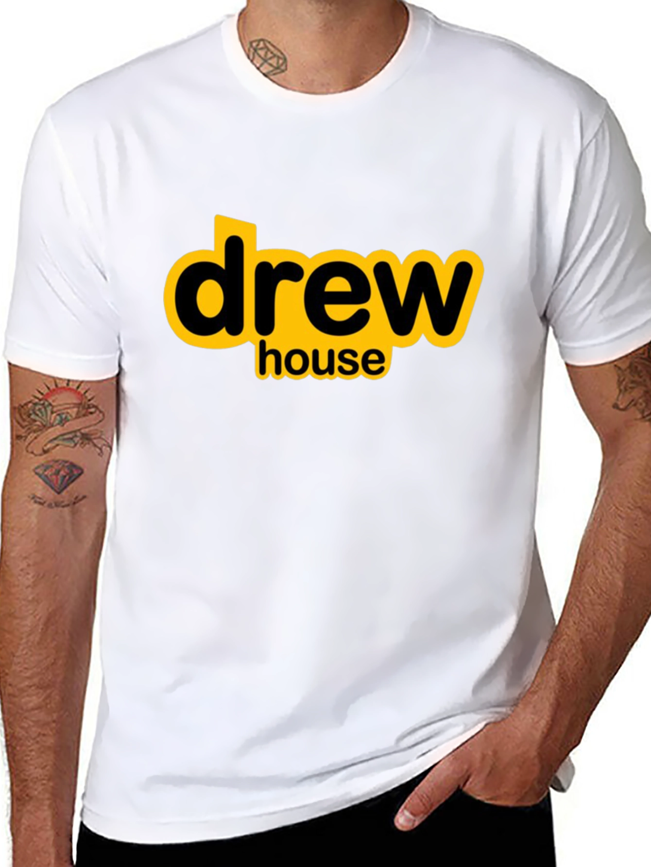 Drew House Black T-Shirt with Yellow Logo