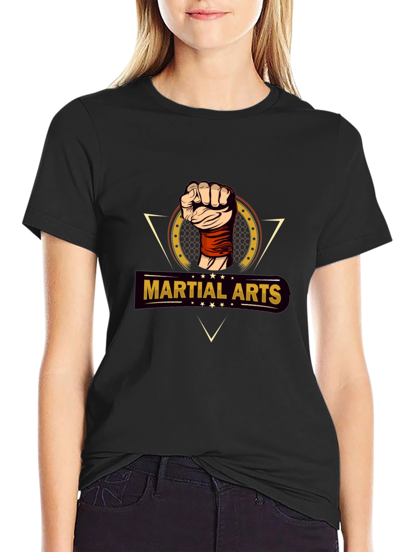 Martial Arts Fist Graphic T-Shirt - Black