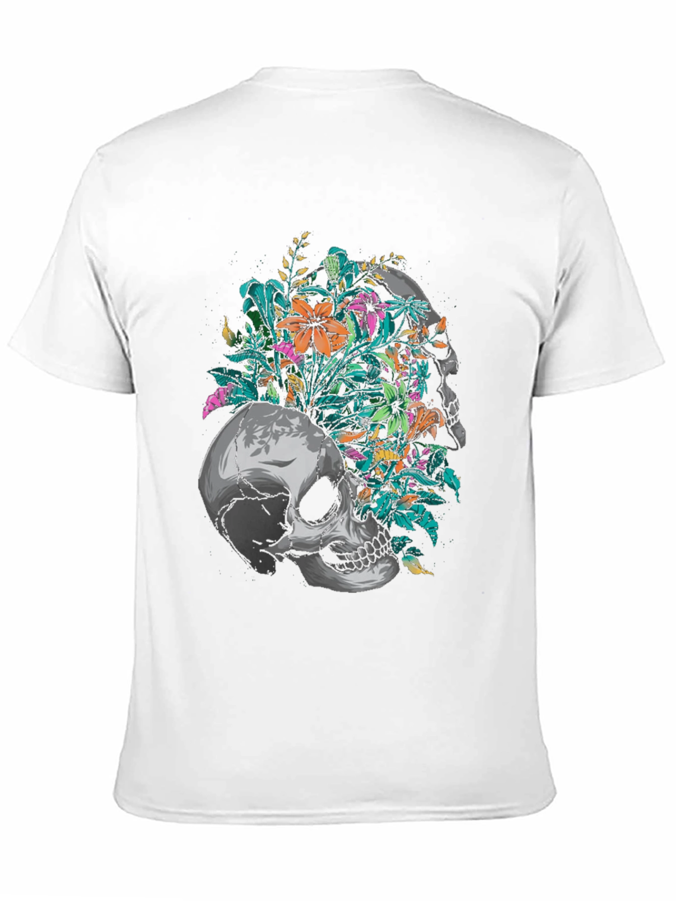 Floral Skull Graphic Black T-Shirt
