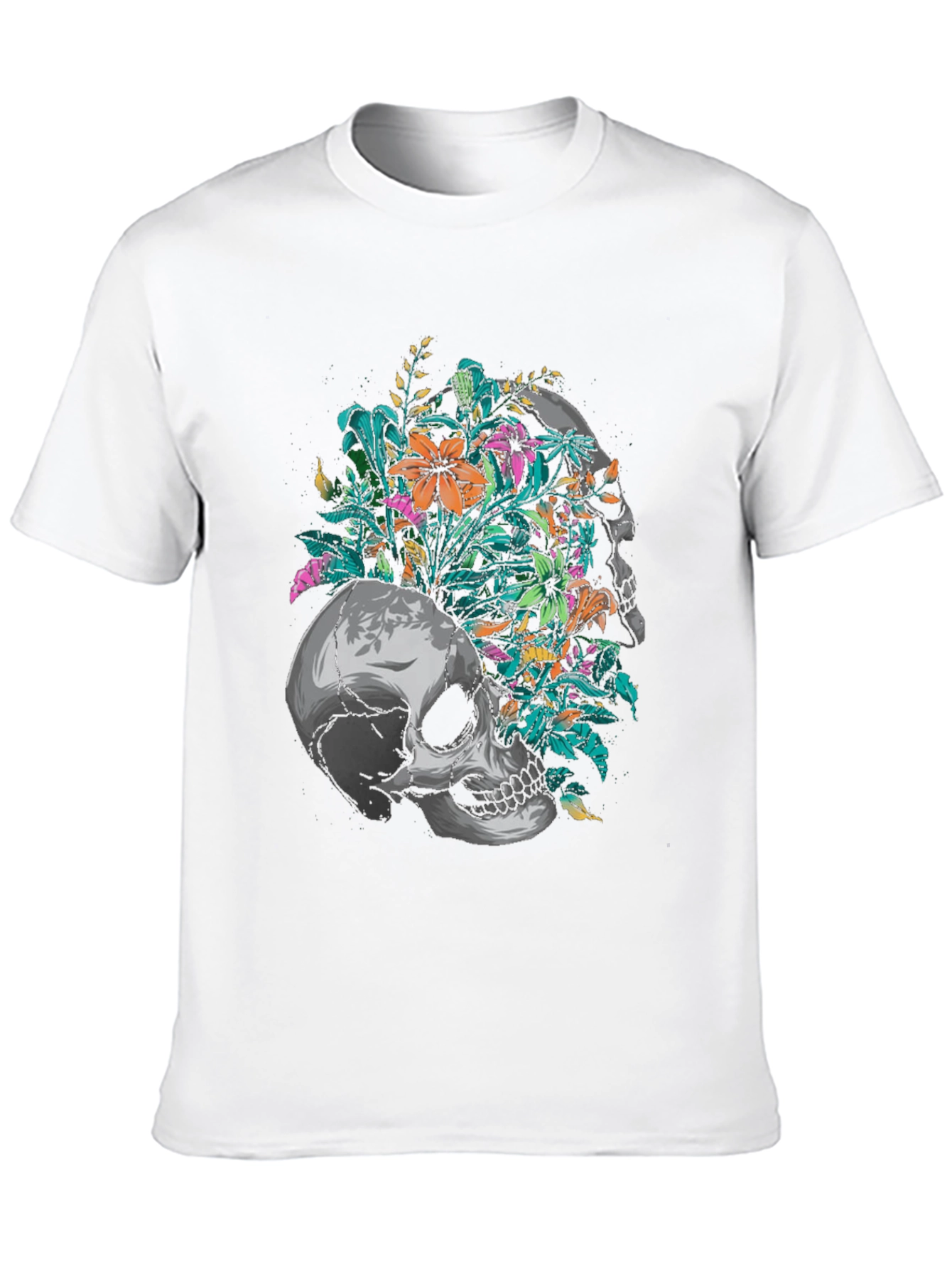 Floral Skull Graphic Black T-Shirt