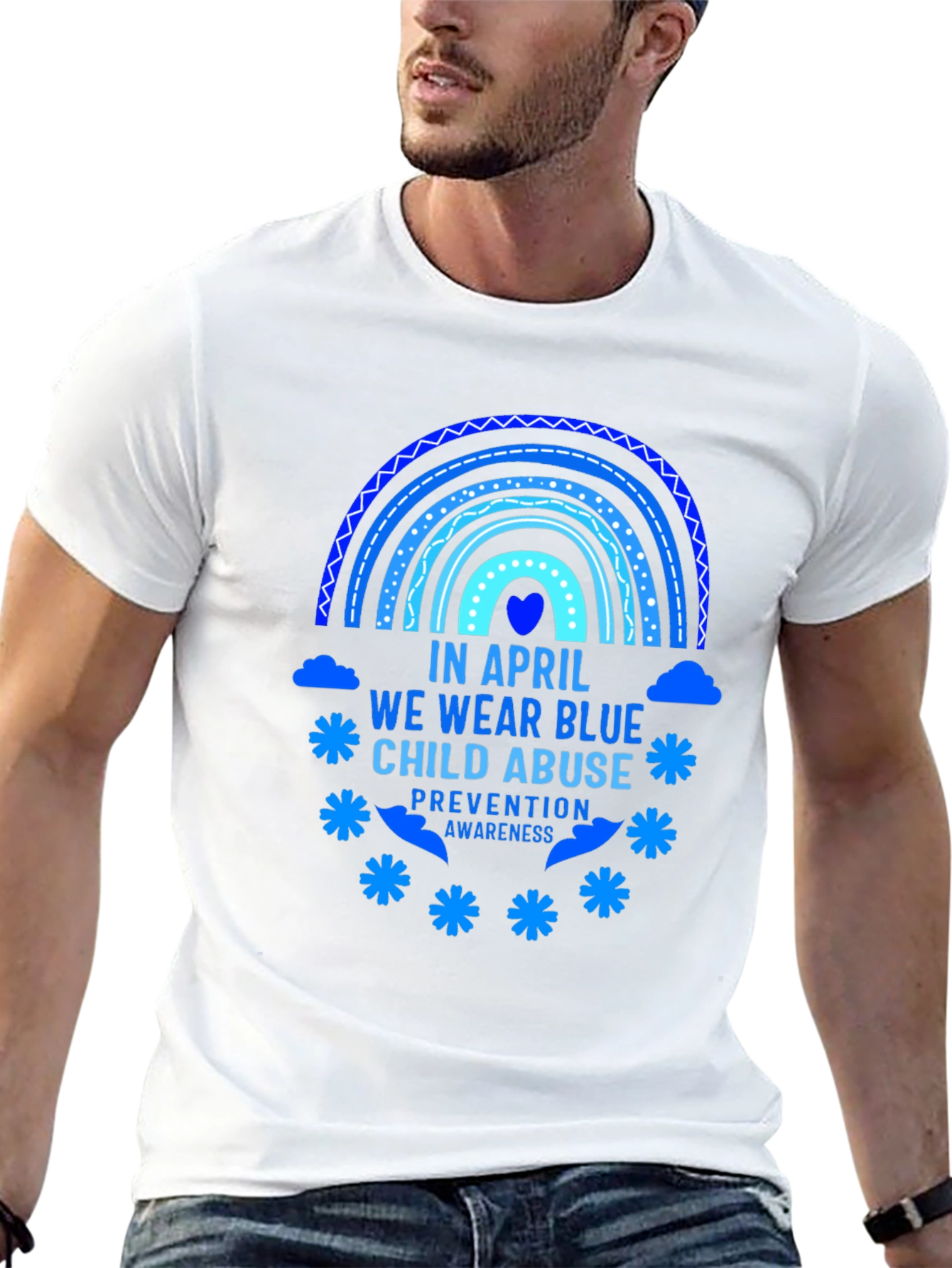 April Child Abuse Awareness Blue Rainbow T-Shirt