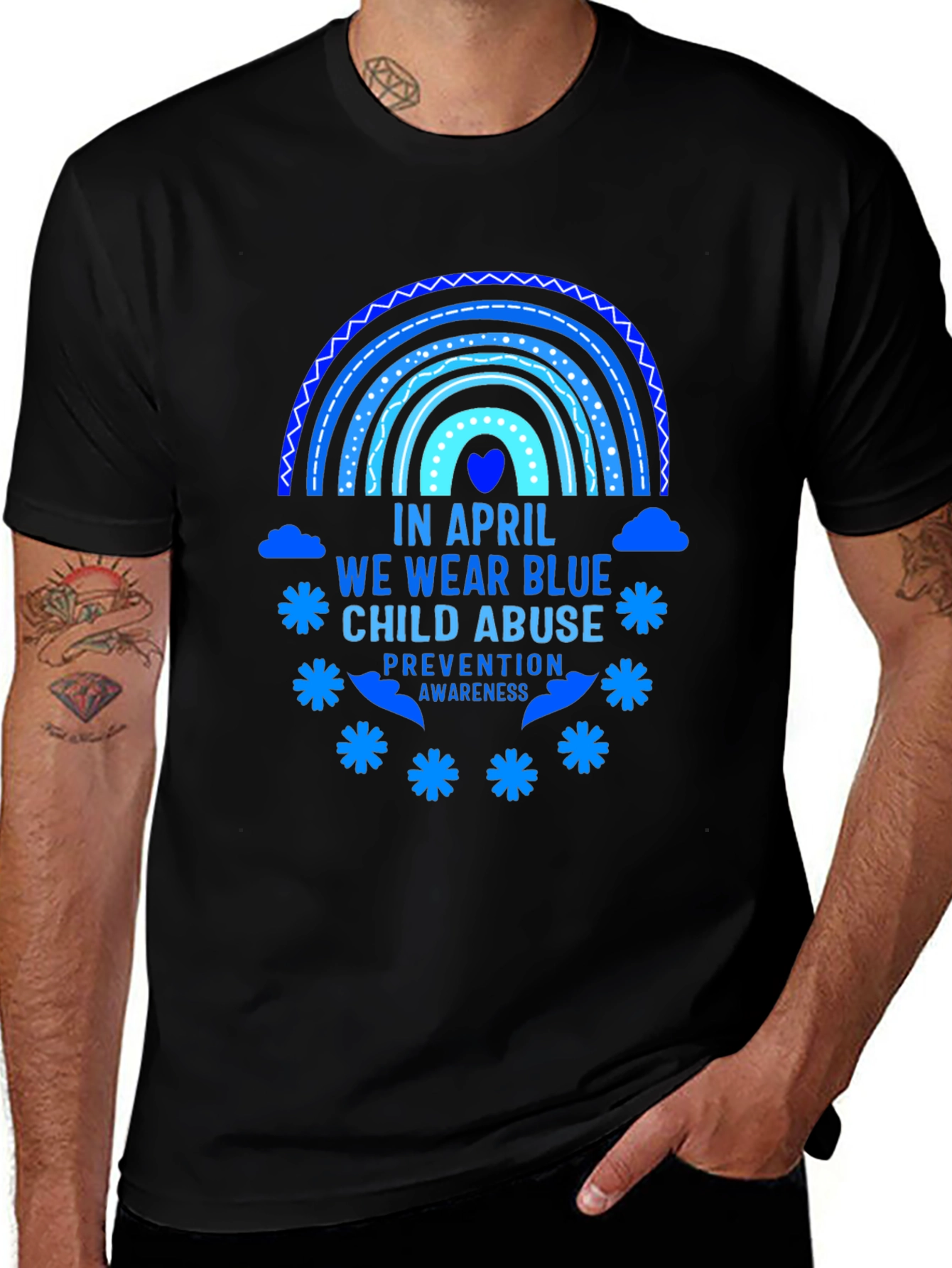 April Child Abuse Awareness Blue Rainbow T-Shirt