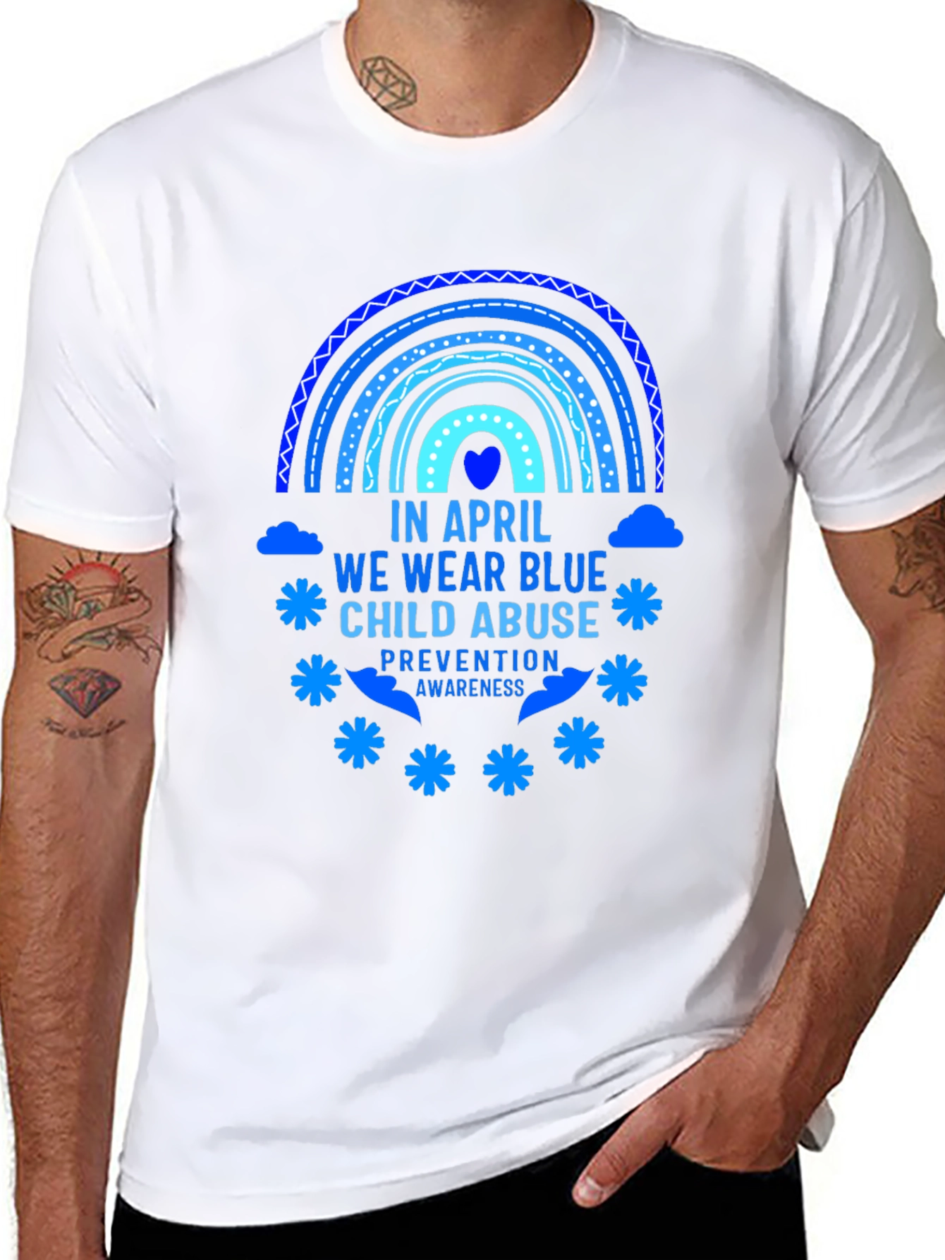 April Child Abuse Awareness Blue Rainbow T-Shirt