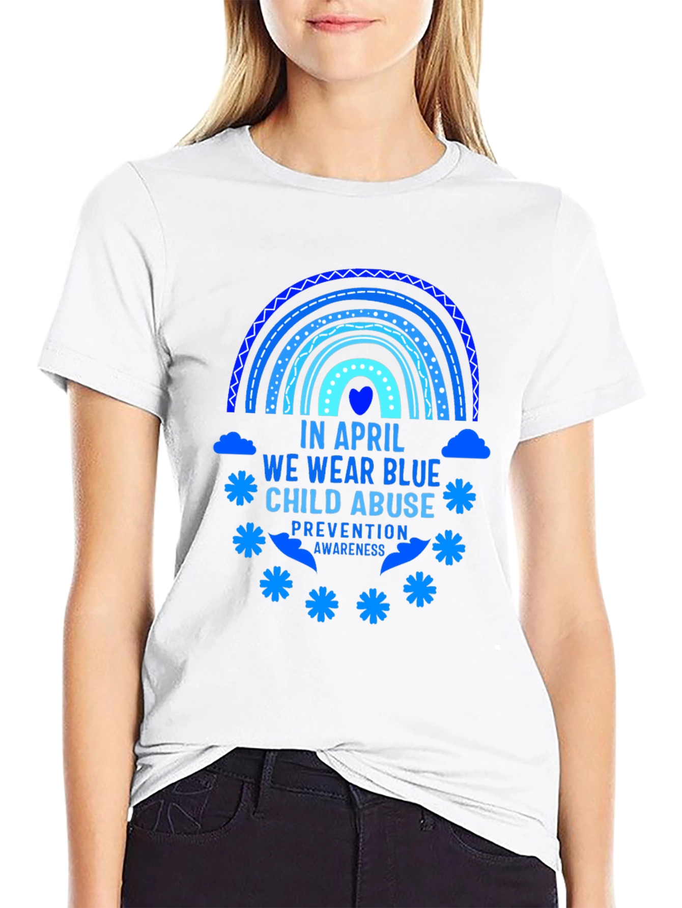 April Child Abuse Awareness Blue Rainbow T-Shirt
