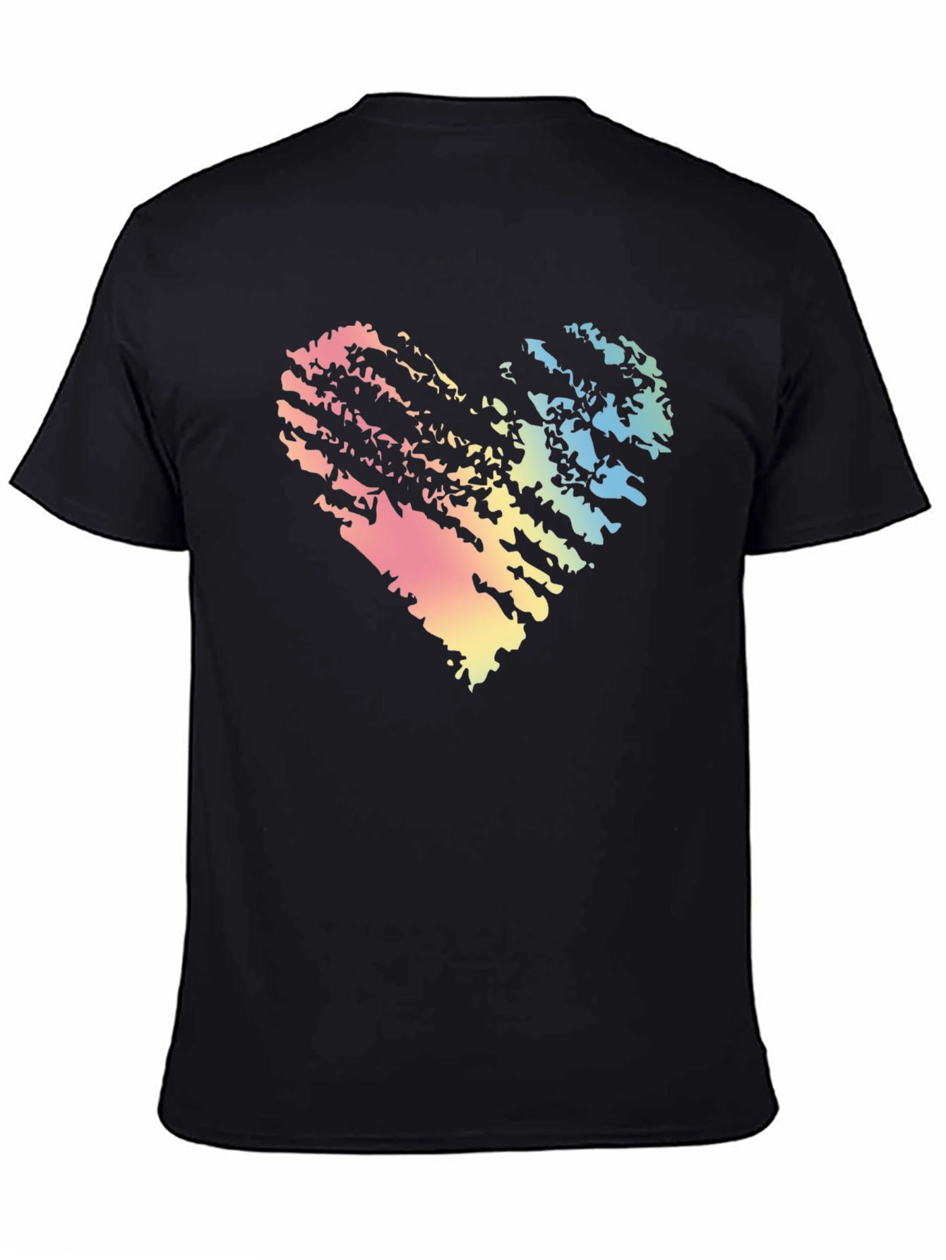 Rainbow Heart Grunge Black T-Shirt