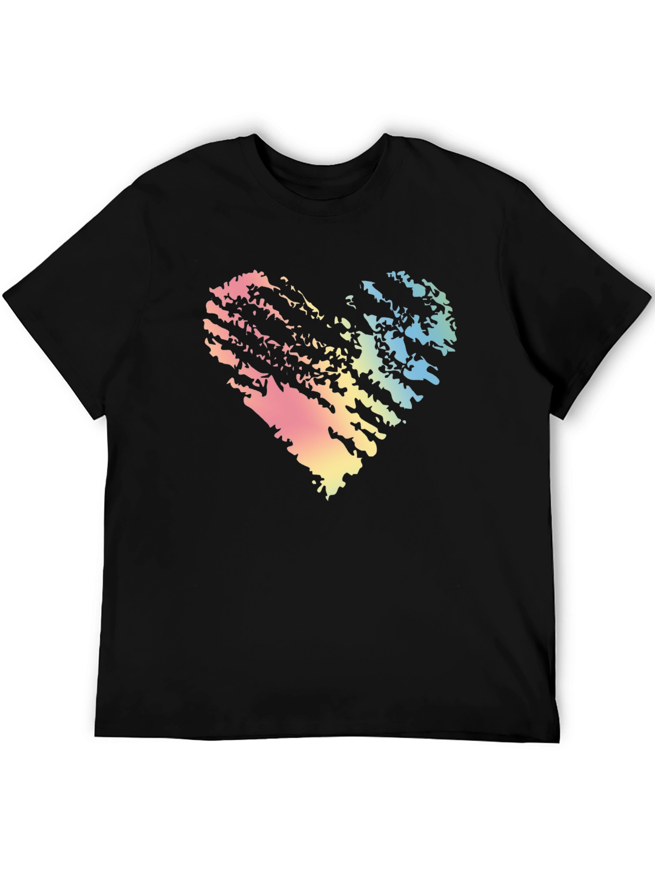Rainbow Heart Grunge Black T-Shirt