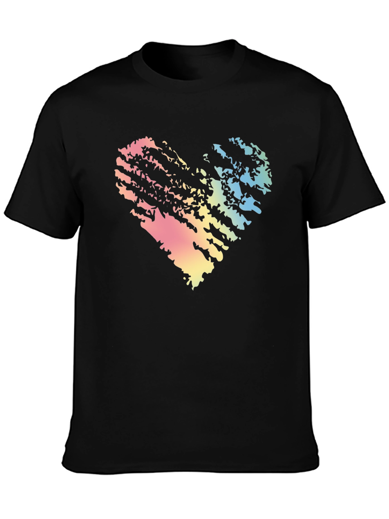 Rainbow Heart Grunge Black T-Shirt