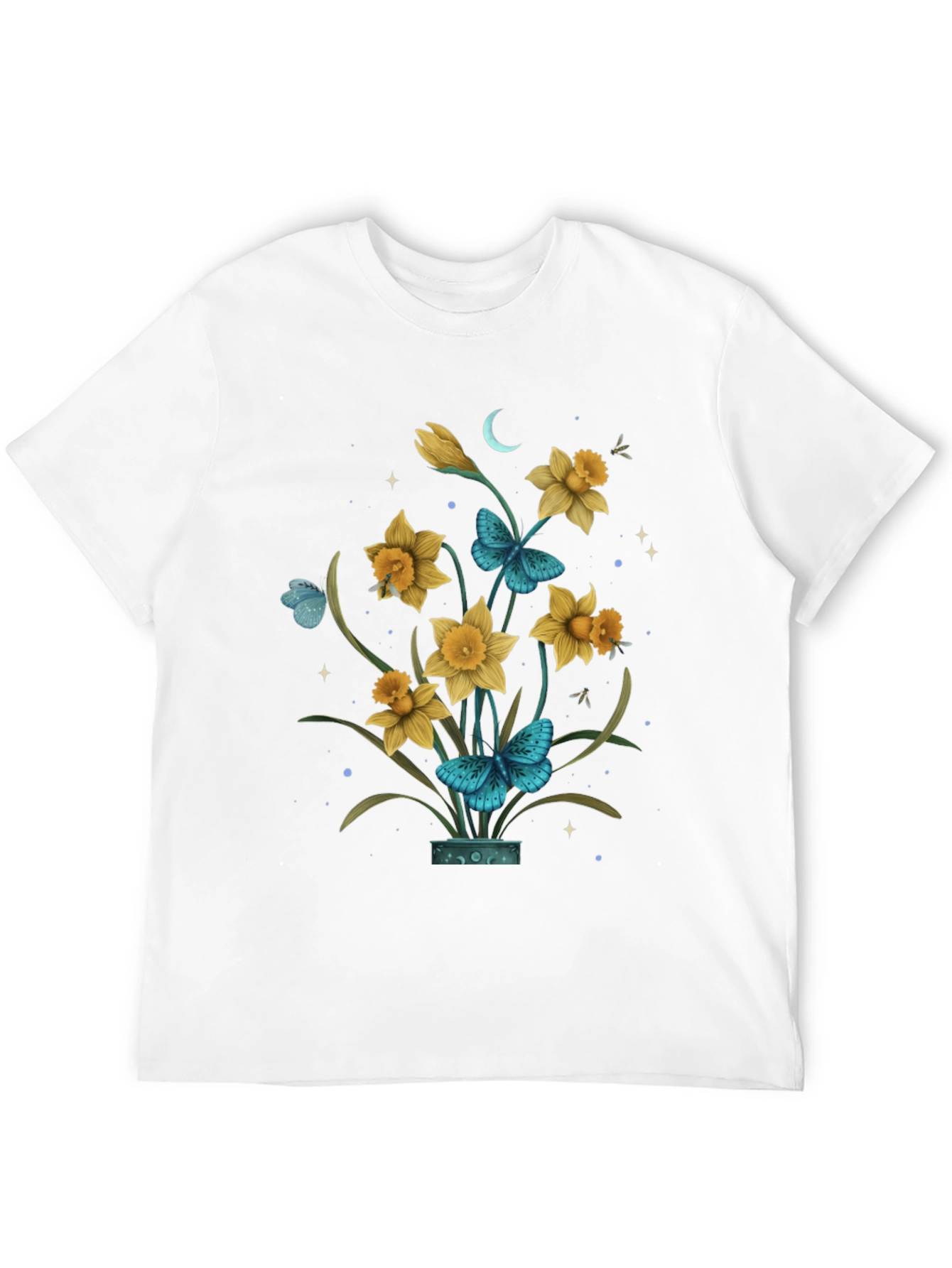 Floral Graphic T-Shirt with Butterfly Design