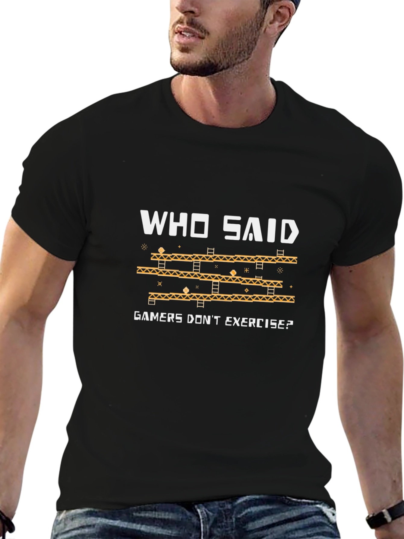 Gamers Exercise Graphic T-Shirt - Black